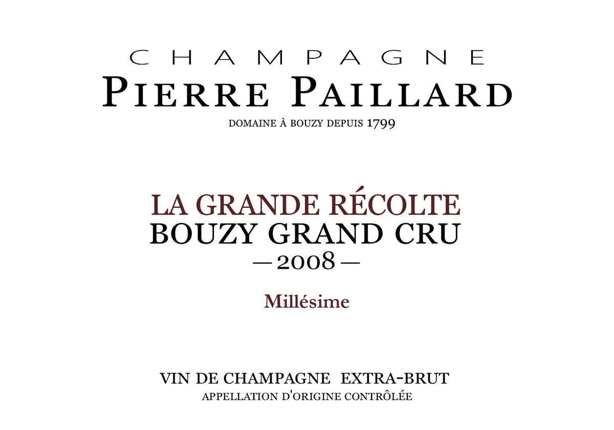 Champagne Pierre Paillard - La Grande Récolte 2008